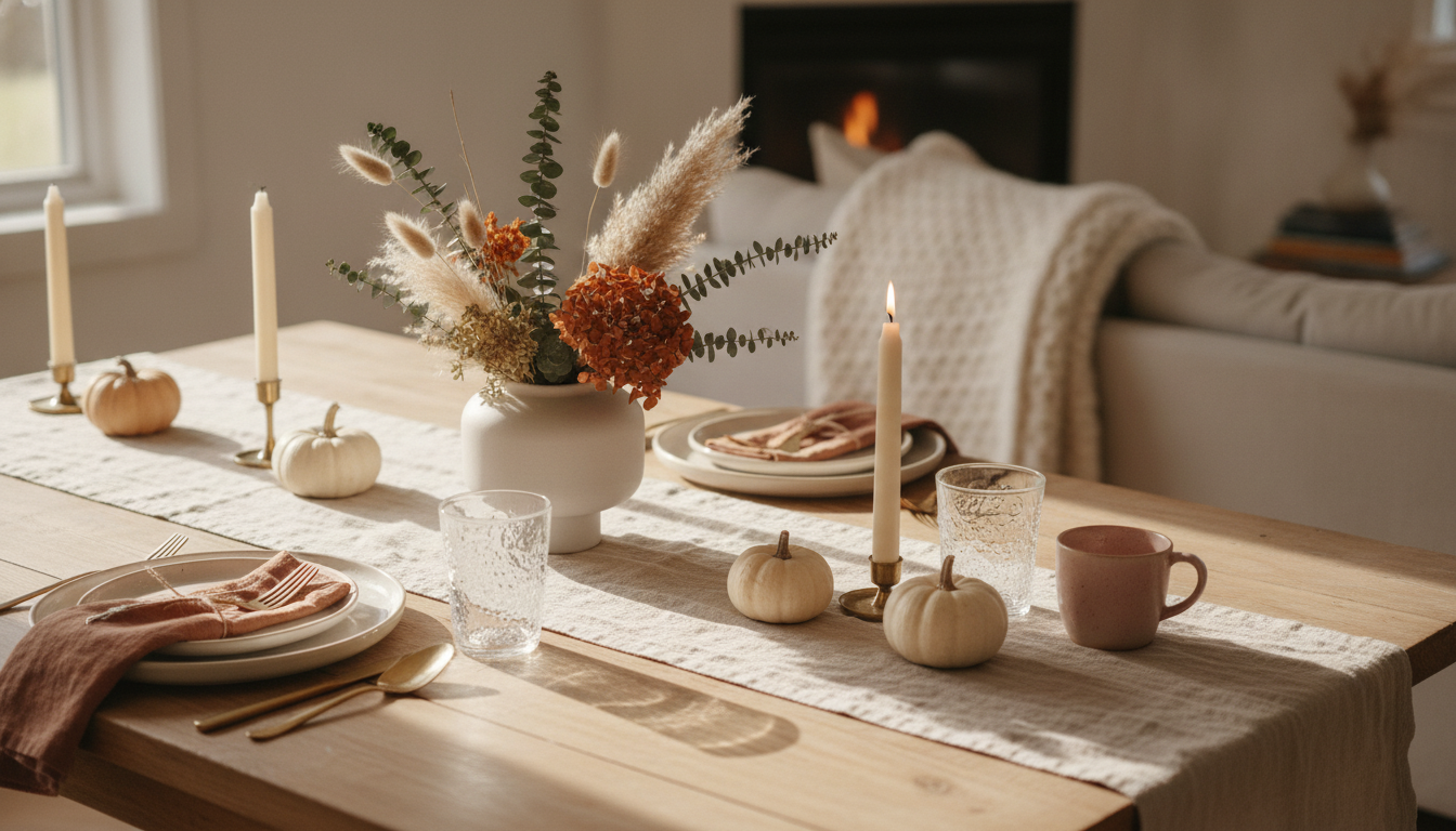 Warm Minimal Fall Tablescapes for Cozy Hosting