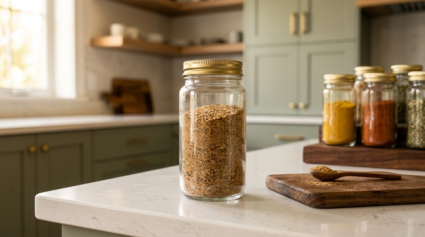 Golden Glass Seasoning Jar with Lid for Countertop Storage