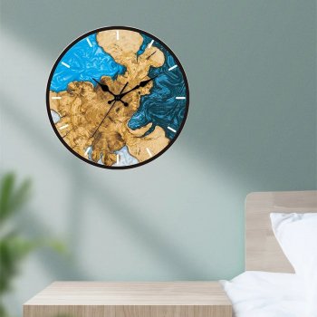 Quiet Nordic 12-Inch Acrylic Wall Clock, Wood-Grain Look